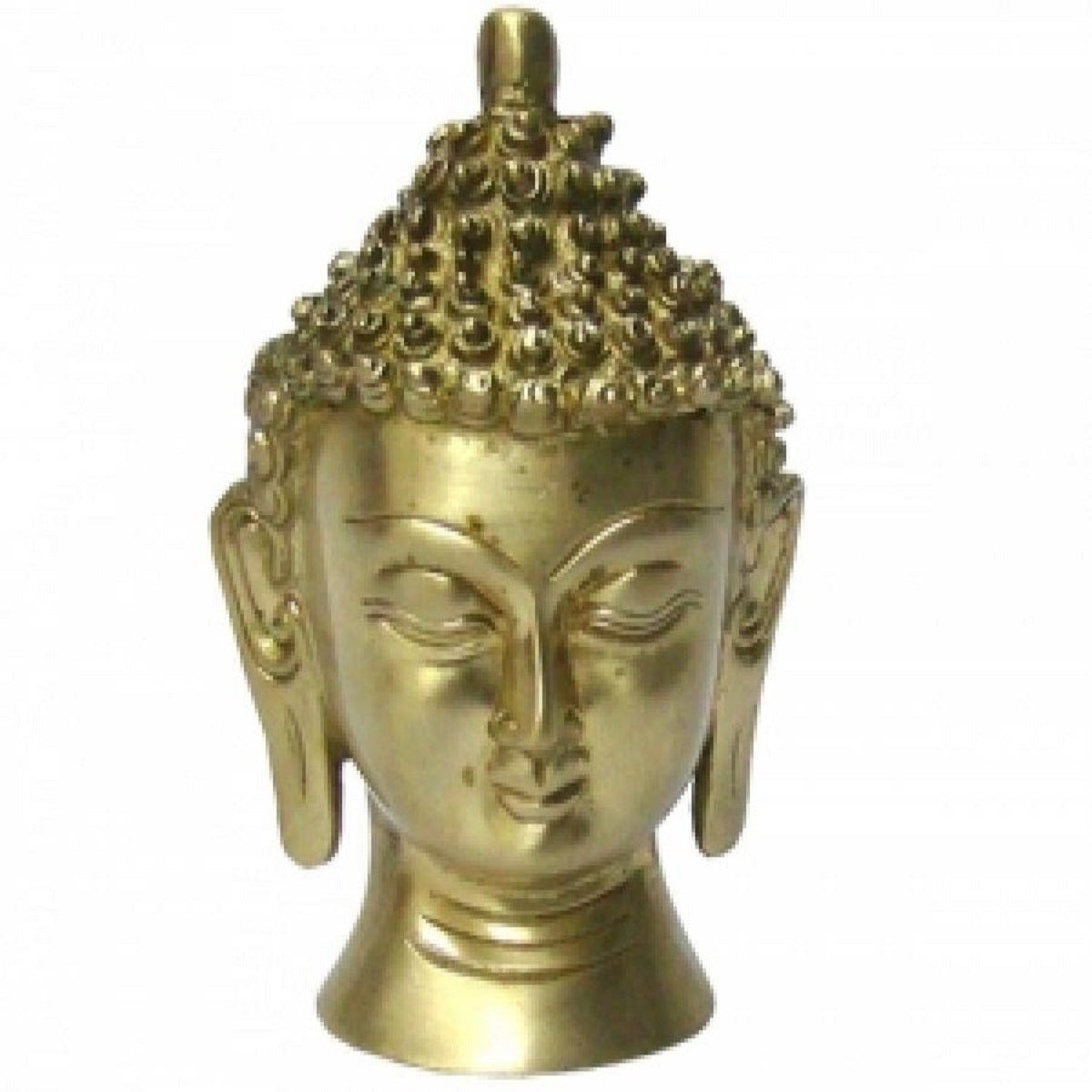 meditating Buddha  head Solid Brass statue 5"
